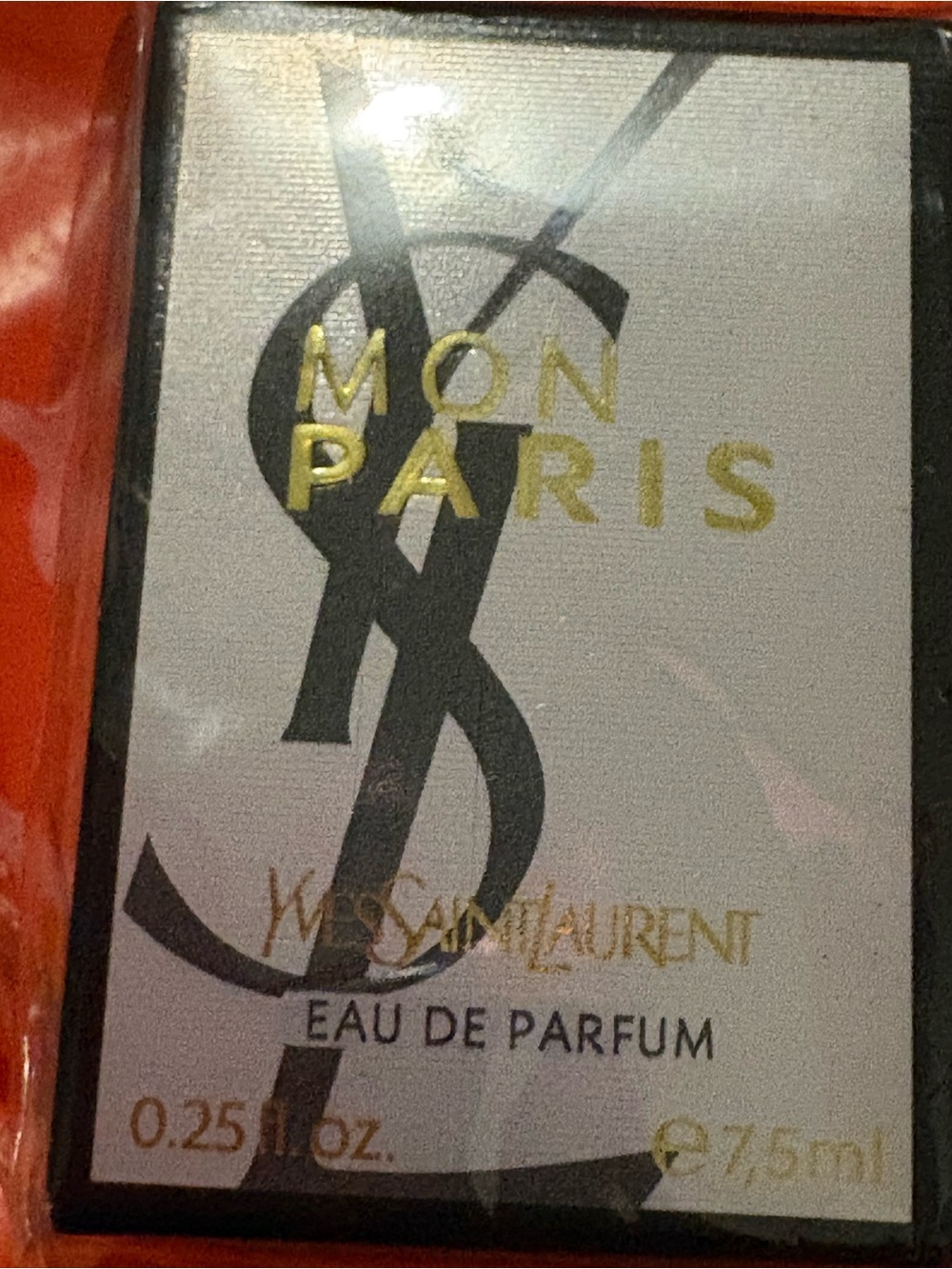 Yves Saint Laurent Black and Red Perfume Packaging Label